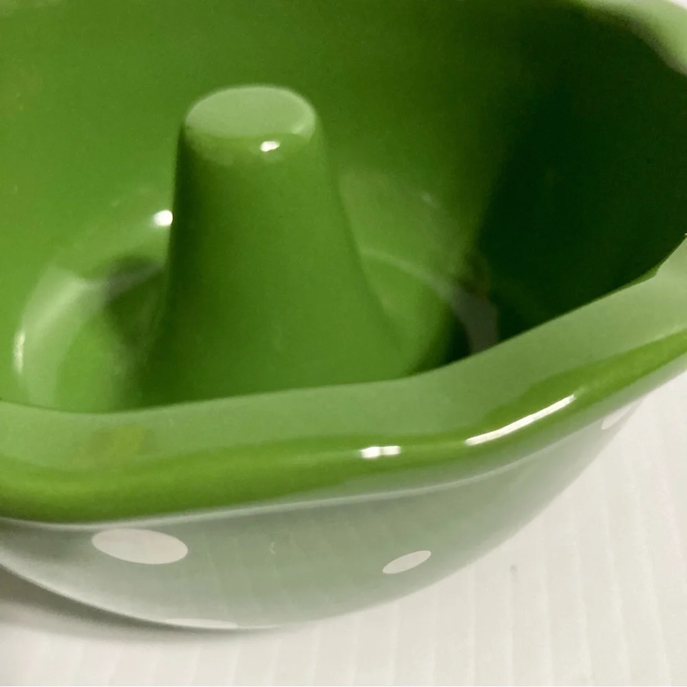 TEMP-TATIONS Ovenware Baking Mini by Green  White Polka Dots 2.5 x 5.5 in